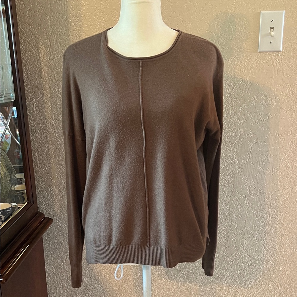 Zenana Outfitters Chocolate Brown Crew Neck Sweater